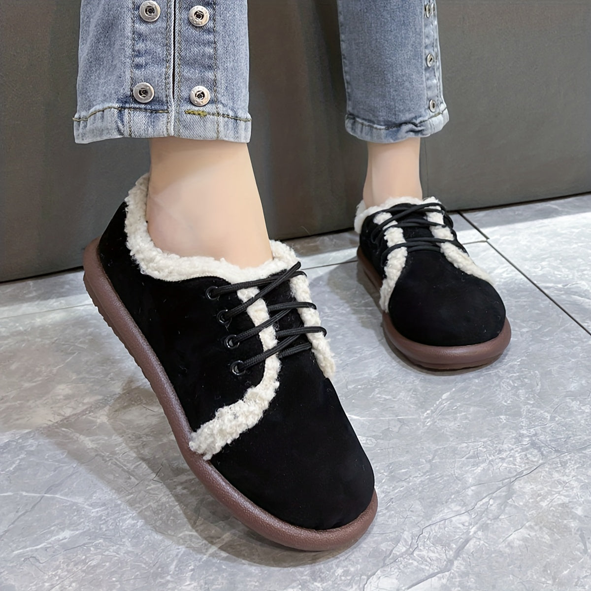 Women's Plush Lined Retro Low Top Snow Shoes