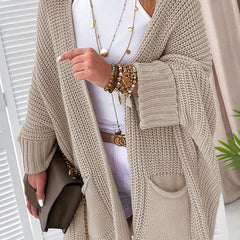 Women's Plus Solid Open Front Long Sleeve Cardigan