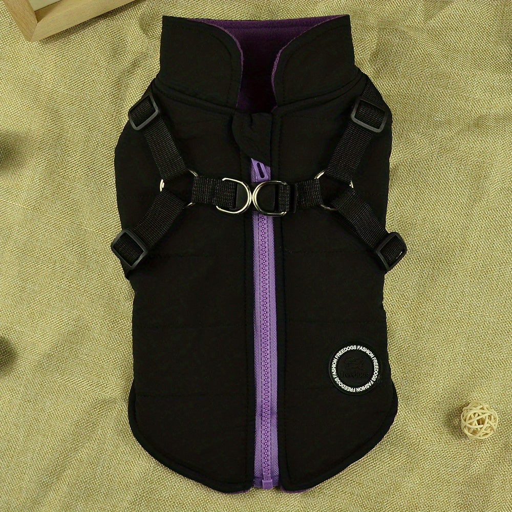 Cozy Padded Dog Vest w/ Harness for Outdoor Adventures