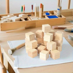 4 Inch Wooden Blocks 6 Colors Sturdy Building Blocks Play & Decor