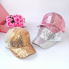 Sequin Mesh Baseball Cap Sun Protection Hat For Outdoor Holiday