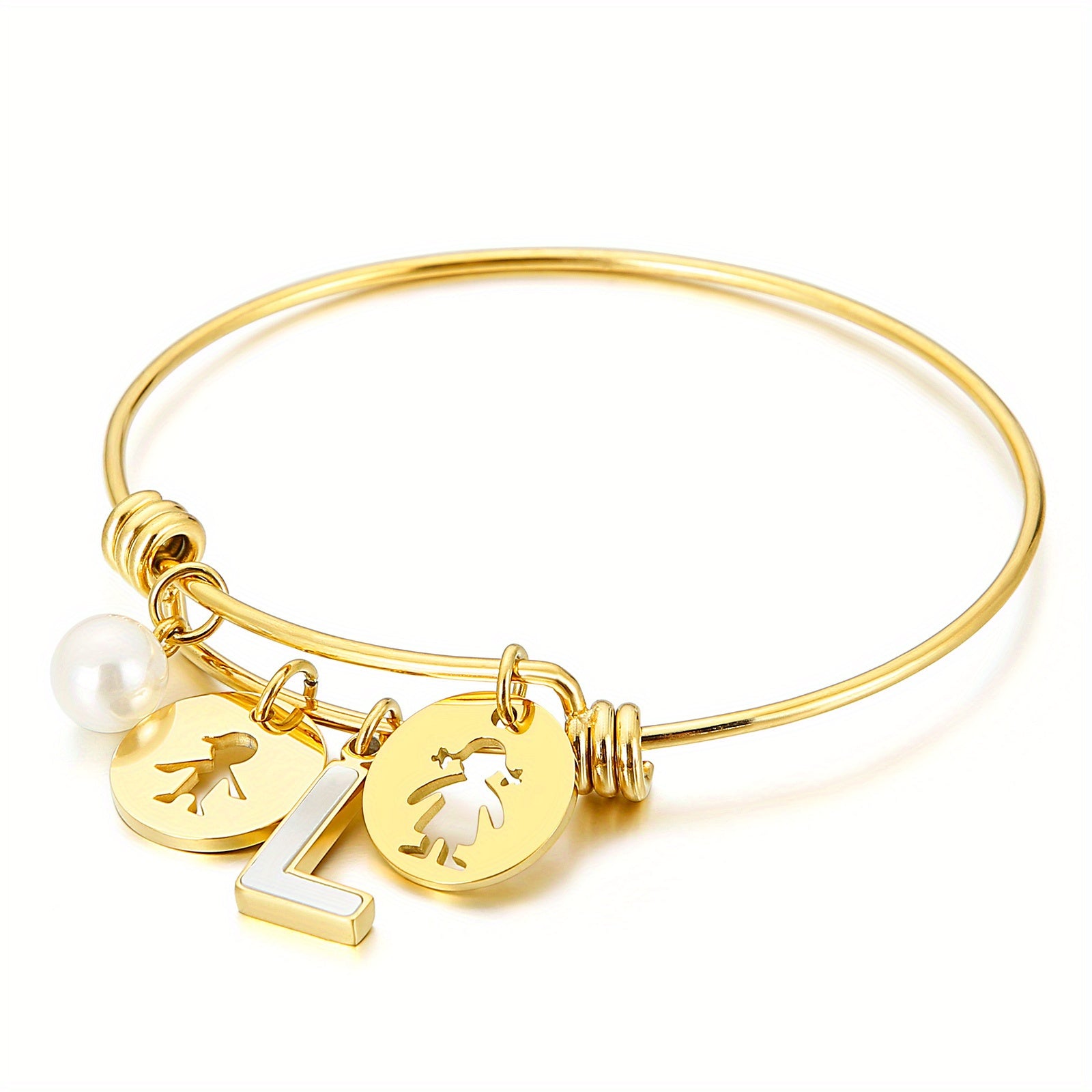 BFF English Letter H N Pendant Bangle Bracelet For Girls