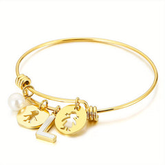 BFF English Letter H N Pendant Bangle Bracelet For Girls