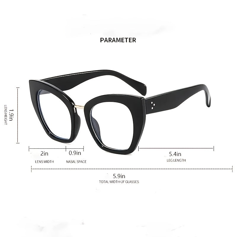 Cat Eye Glasses Clear Lens Women Men's Light Blocking Large Frame Optical Unisex