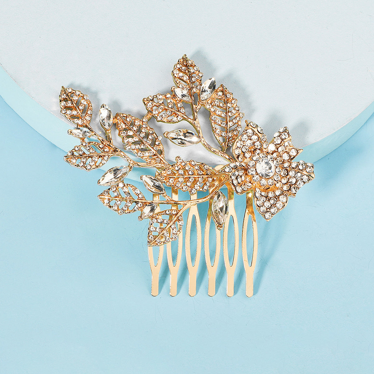 Rhinestone Metal Leaf Floral Hair Comb Bridal Hair Comb Hair Accessories