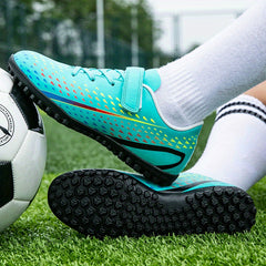 Unisex Turf Football Boots Hook Loop Fastener Outdoor Anti skid TF Soccer Cleats