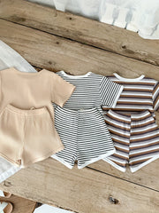 2pcs Baby Boys Striped T shirt & Shorts Summer Clothes Sets