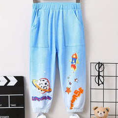 Boys Casual Rocket Print Denim Long Pants Spring Autumn