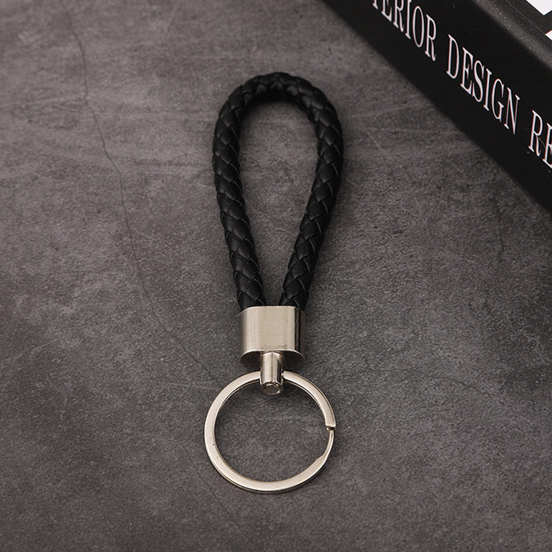 Multicolor Woven PU Leather Keychain Pendant Keyring Car Key Holder Ornament