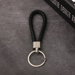 Multicolor Woven PU Leather Keychain Pendant Keyring Car Key Holder Ornament