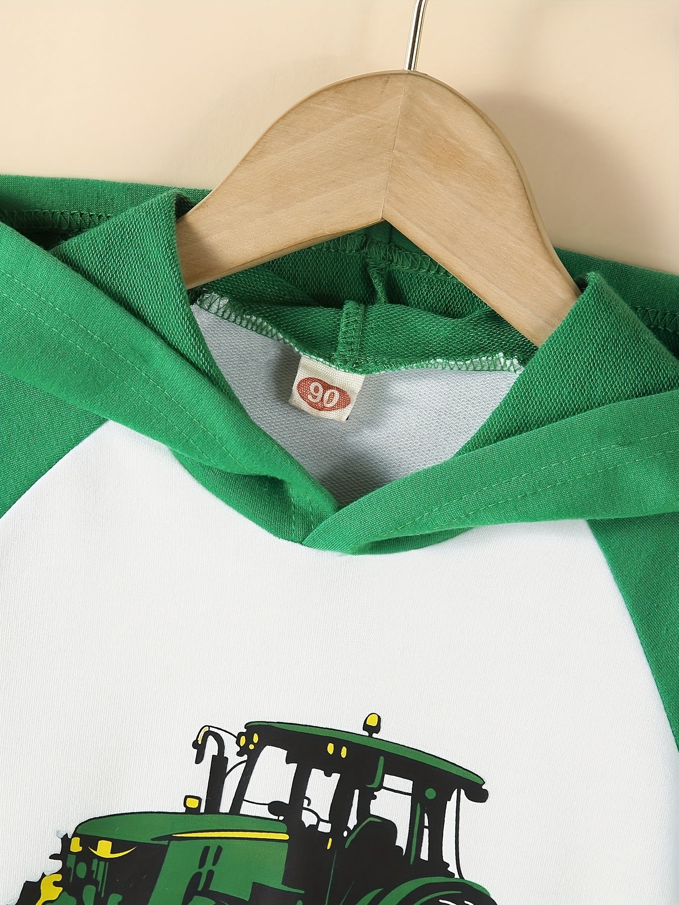 Boy's Excavator Pattern Outfit Hoodie & Sweatpants Set