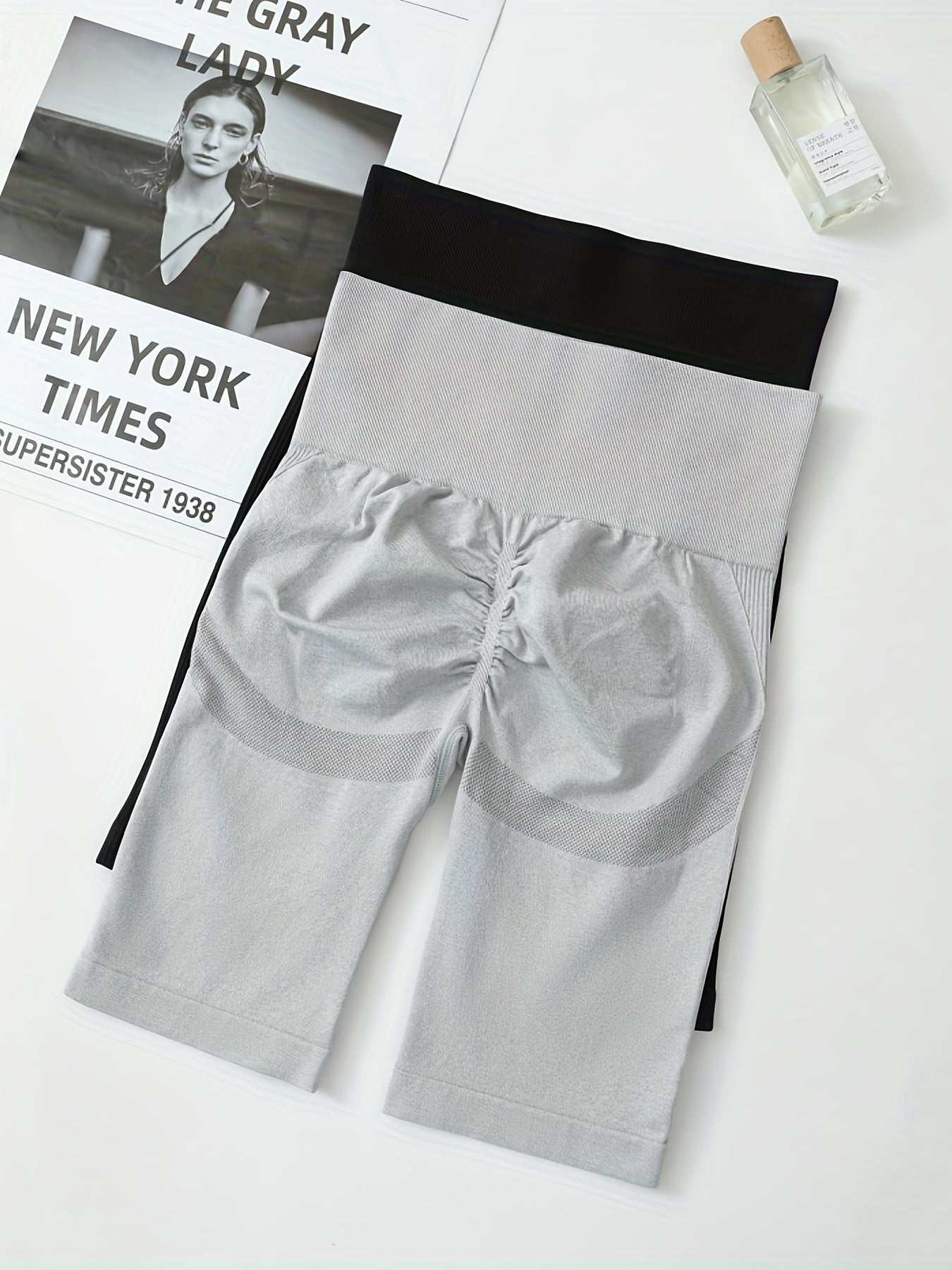 2 Pack Seamless Yoga High Stretch Shorts Sports Fitness Running Shorts
