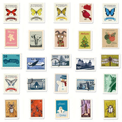 50pcs Vintage Stamp Stickers Set for Scrapbooking Journaling Planners