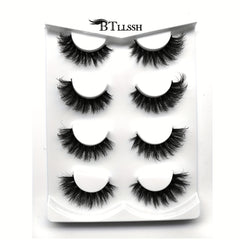 4 Pairs Fluffy Wispy False Eyelashes Daily Cat Cross Style