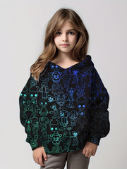 Girls Pattern Hooded Sweatshirt Pullover Sports Gift