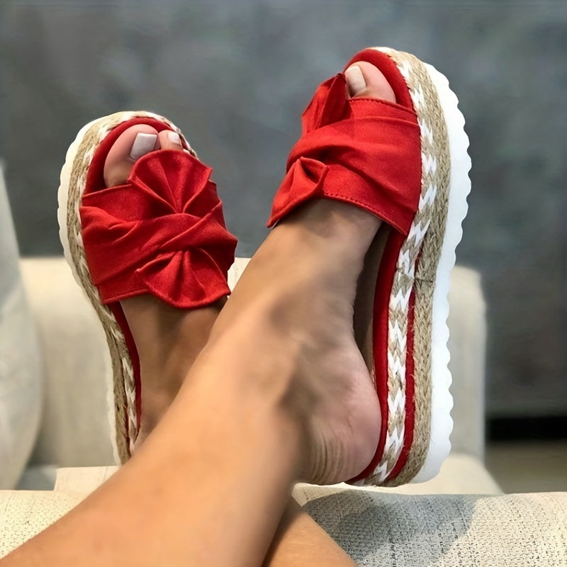 Women's Bowknot Espadrille Sandals, Open Toe Slide Shoes