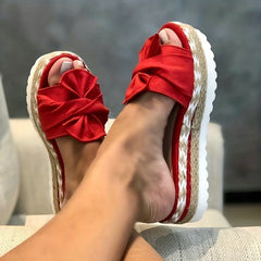 Women's Bowknot Espadrille Sandals, Open Toe Slide Shoes