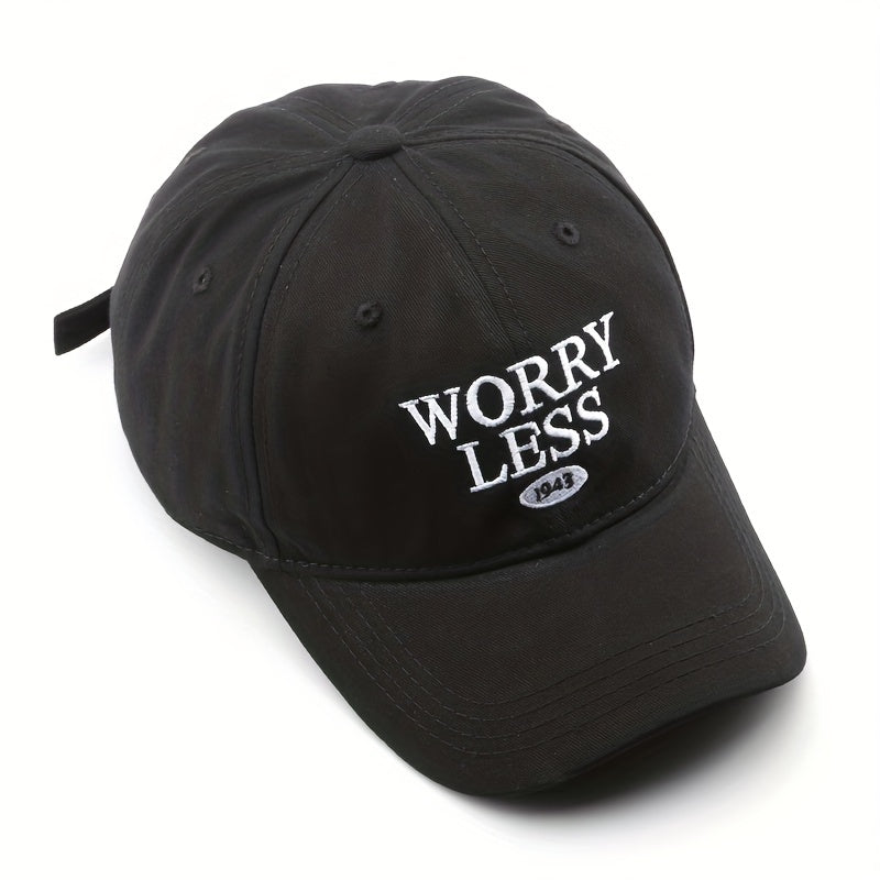 WORRY LESS Embroidery Baseball Cap Solid Casual Couple Dad Hats Unisex