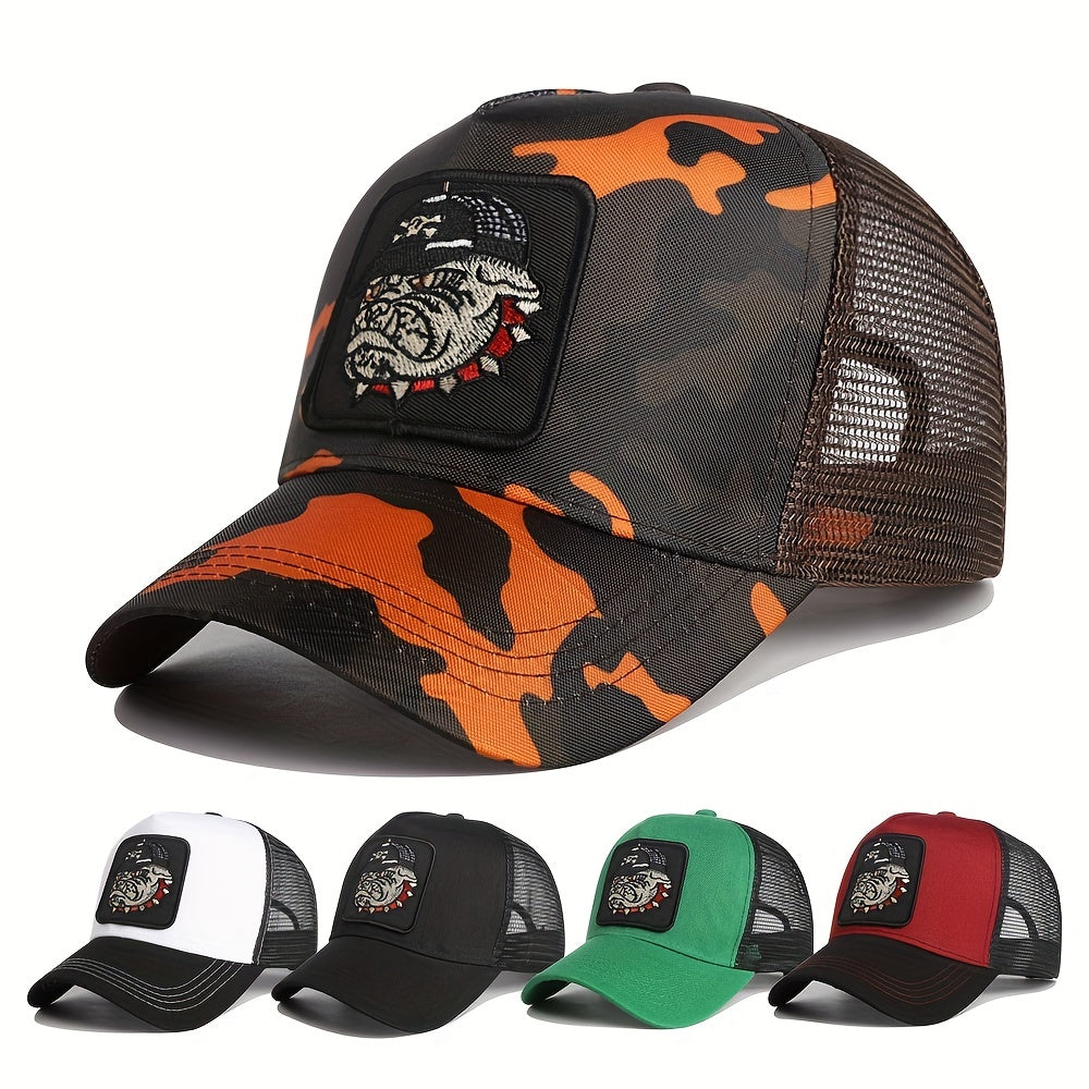 Dog Head Summer Baseball Cap Unisex Mesh Truck Driver Hat Camouflage Embroidery
