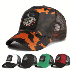 Dog Head Summer Baseball Cap Unisex Mesh Truck Driver Hat Camouflage Embroidery