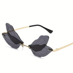 Dragonfly Wing Sunglasses Rimless Glasses Metal Temple Eyewear