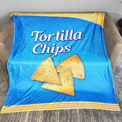 Funny Potato Chip Bag Print Blanket Flannel Throw