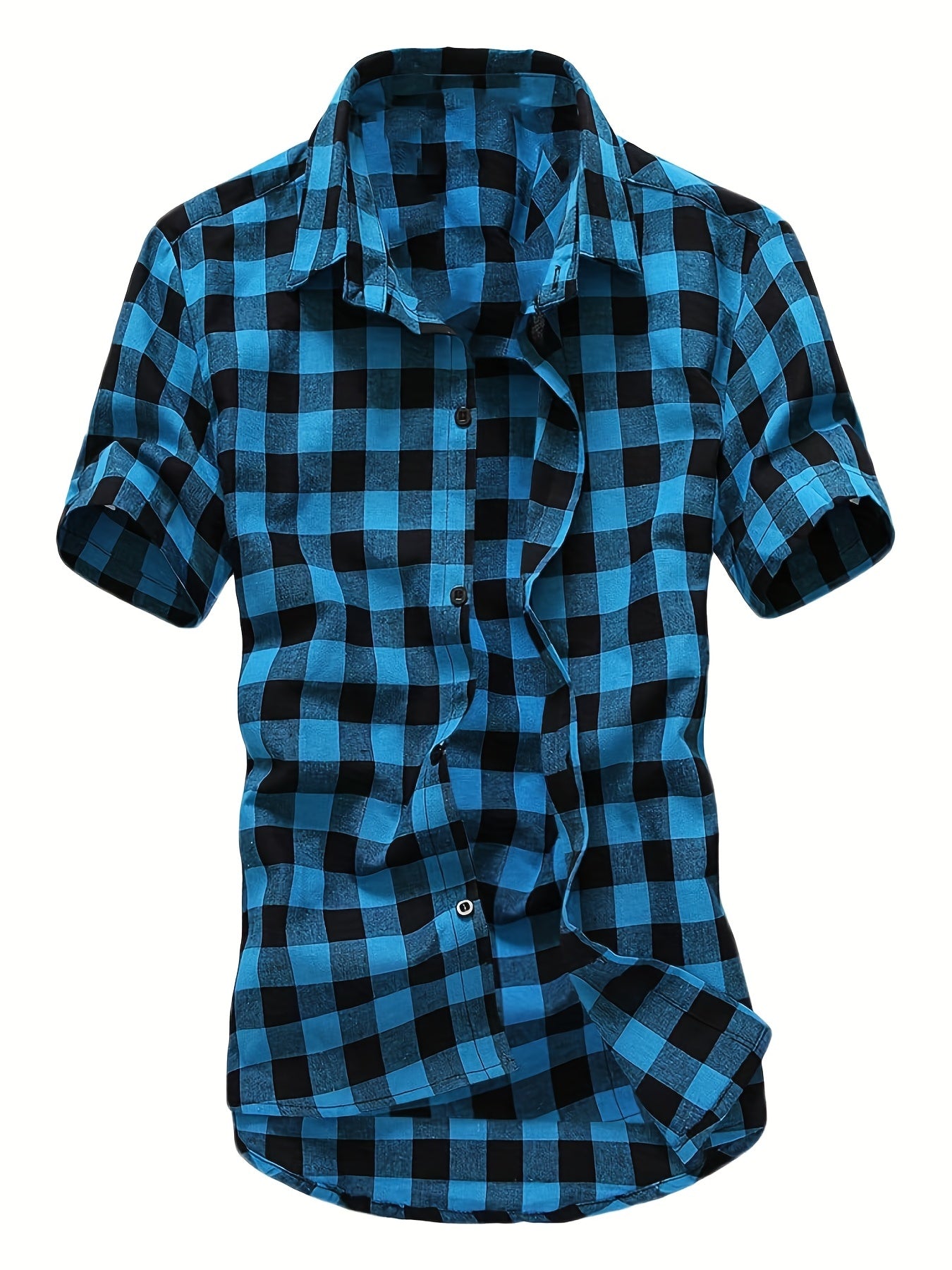 Men's Casual Plaid Short Sleeve Shirt