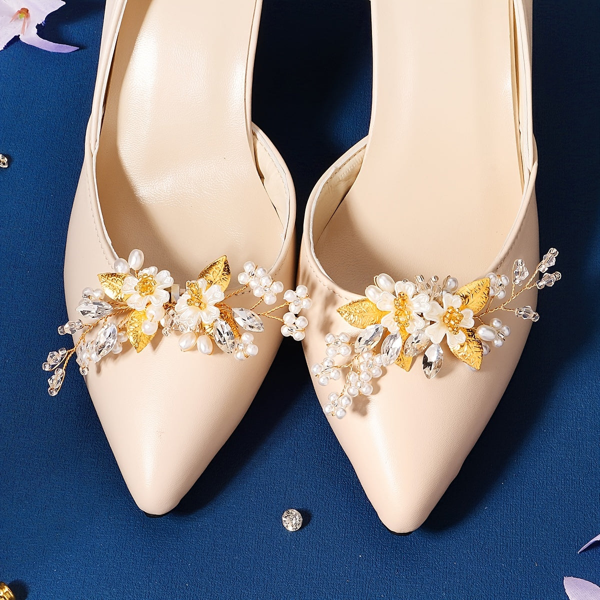 Crystal Faux Pearl Shoe Clips for Wedding Bride 1 Pair