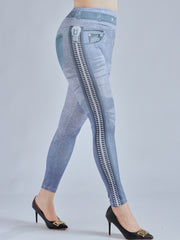 Denim Print Lifting Leggings Casual Sporty Skinny Leggings