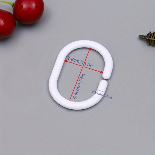 12pcs C-Shaped Curtain Ring Single Hook Thick Plastic Shower Curtain Accessories