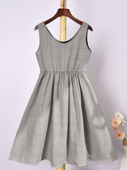 Girls Houndstooth Vest Dress & Apricot Ribbed Jacket Set
