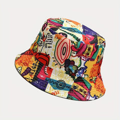 Abstract Cartoon Graffiti Bucket Hat Print Casual Fisherman Cap Unisex