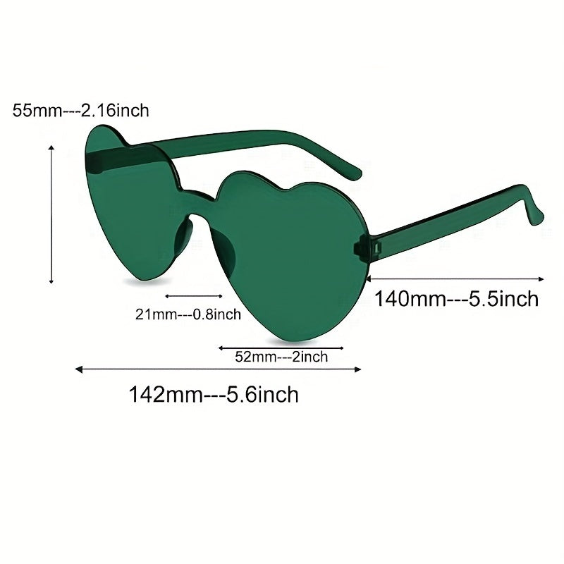 Heart Shaped Rimless Sunglasses Love Theme Funny Candy Decorative Glasses