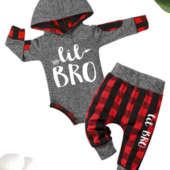 Plaid Patterned Outfit for Newborn Boys Long Sleeve Set