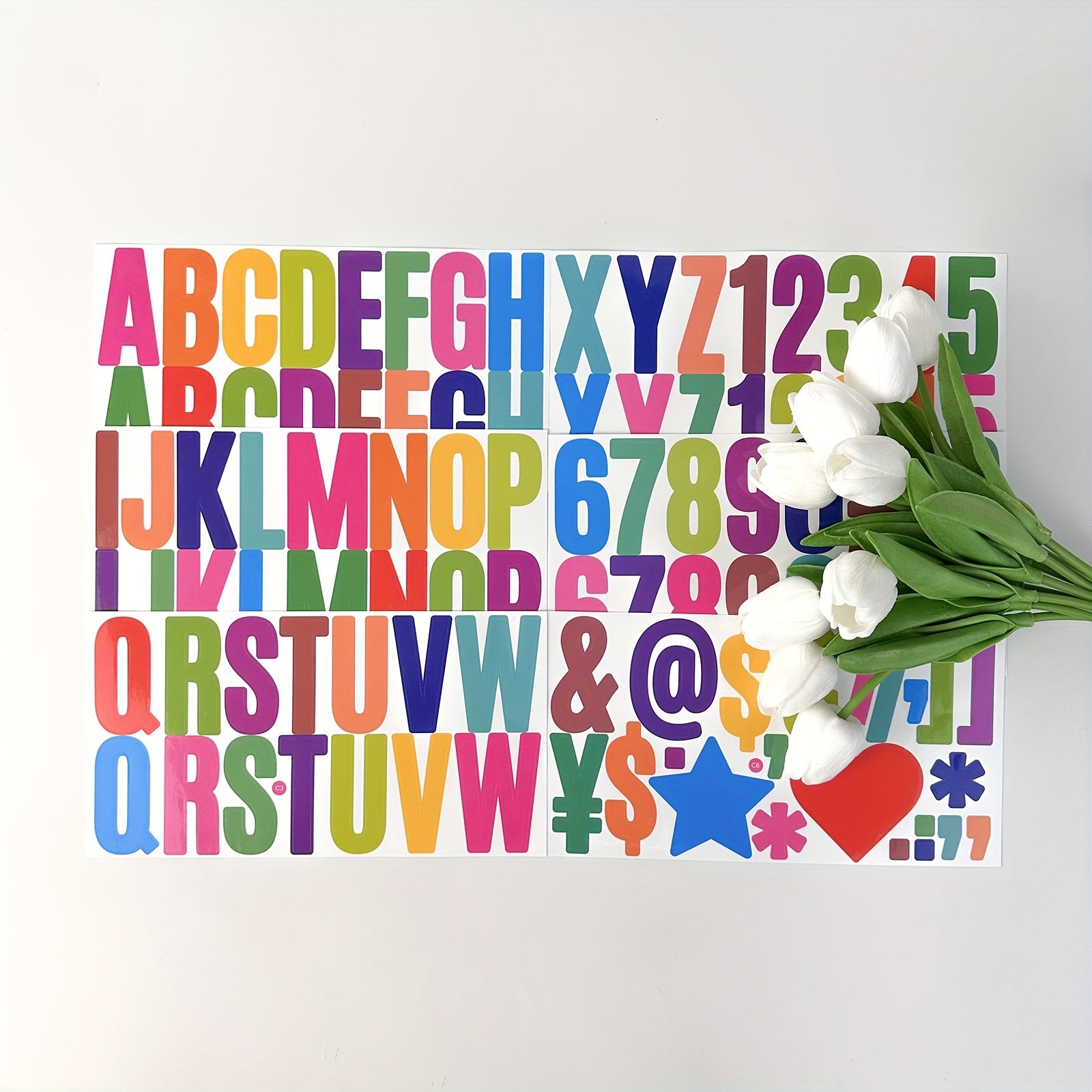 6pcs Large Letter Stickers Self-adhesive Waterproof Bulletin Board Decor