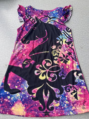 Girl's Floral Pony Dress Crew Neck Princess Dress For Summer Party