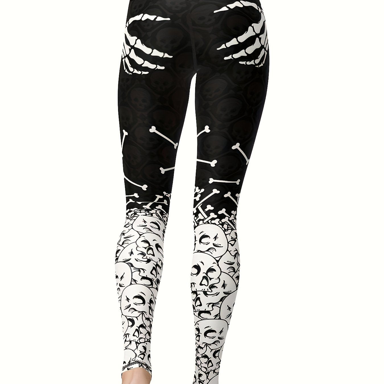 Bone Print Leggings Sports Fitness Yoga Running Trousers Women's Activewear