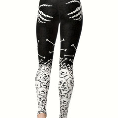 Bone Print Leggings Sports Fitness Yoga Running Trousers Women's Activewear