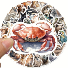 50pcs Realistic Animal Stickers Waterproof PVC Collection