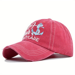 Boat Hair Don't Care Baseball Cap Vintage Washed Distressed Embroidery Dad Hat