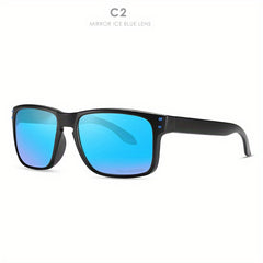 Men's Square Polarized Sunglasses Reflective Mirror Coated Film Glasses