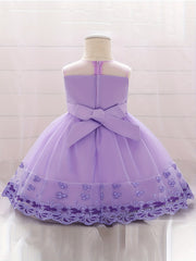 Girl's Princess Dress Embroidered Lace Flower Puffy Dress