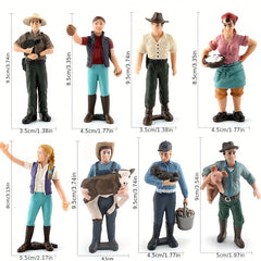 Realistic Farmer and Worker Feeding Chickens Plowing Field Model 23 Dolls