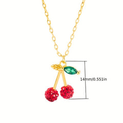 Sweet Cherry Fruit Pendant Necklace Clavicle Chain Jewelry Gift