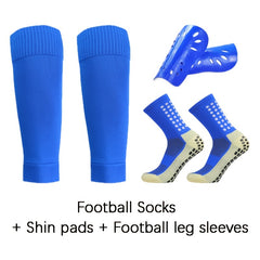 3 Pairs Set Calf Sleeves & Shine Guards & Crew Socks For Football