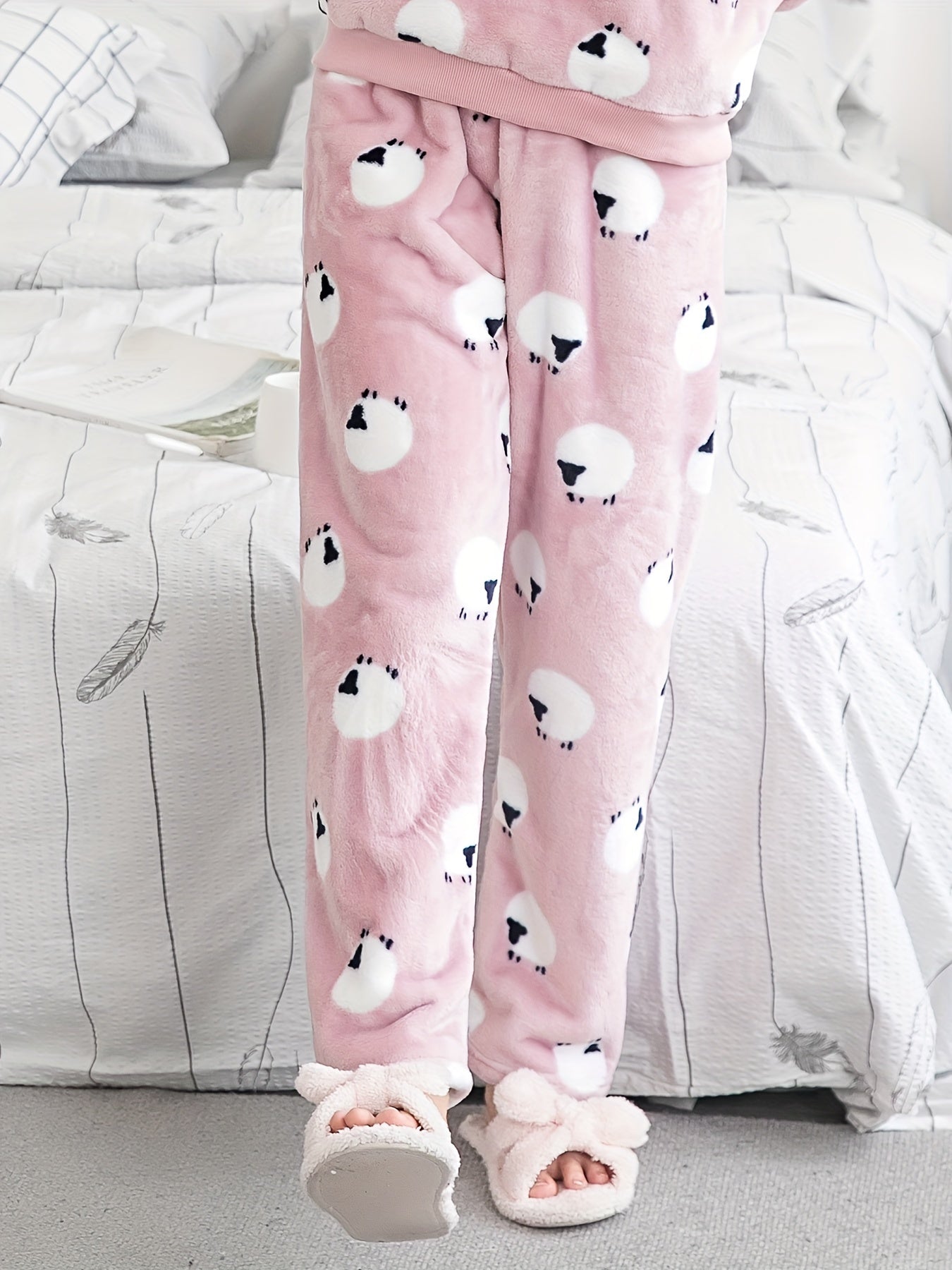 Sheep Print Sleep Bottoms & Fuzzy Pants Women's Loungewear