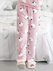 Sheep Print Sleep Bottoms & Fuzzy Pants Women's Loungewear