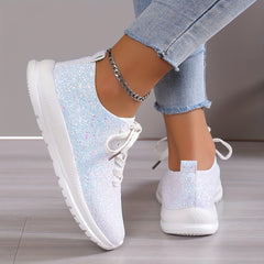 Women's Glitter Sequins Sneakers Lace Up Outdoor Shoes