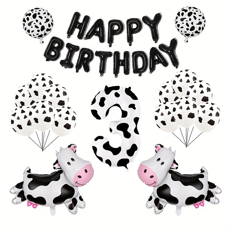 Farm Animal Theme Birthday Party Decoration Set - Cow Print Balloon Set