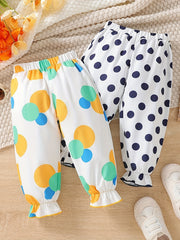 Baby Girls Polka Dot Trousers 2pcs Set Anti-mosquito Pants